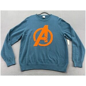 Marvel Amazon Essentials Avengers Logo Sweater XL Teal Blue Orange Cotton V06203